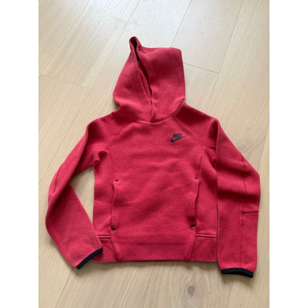 Nike Kids Tech Fleece Pullover Hoodie Red Performance Sweatshirt XS